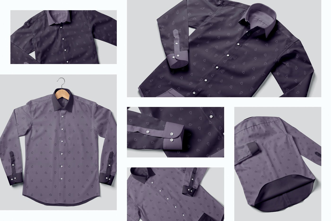 男士纽扣衬衫印花设计PS贴图样机模板 Button Up Shirt For Men Mockups_img_2