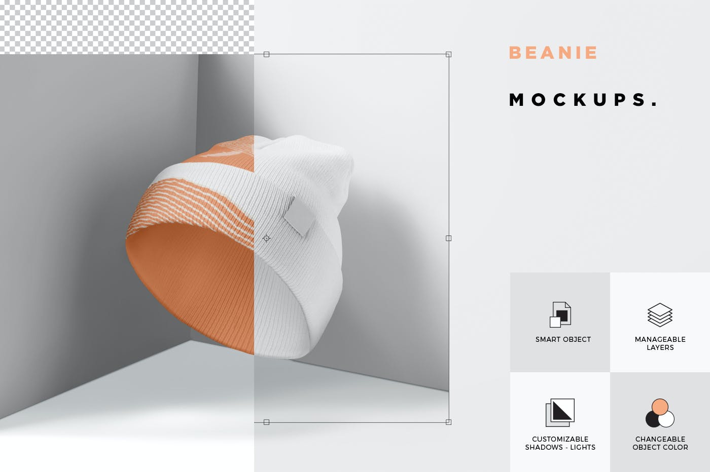 时尚羊毛帽子印花图案设计展示样机 Beanie Mockups_img_2