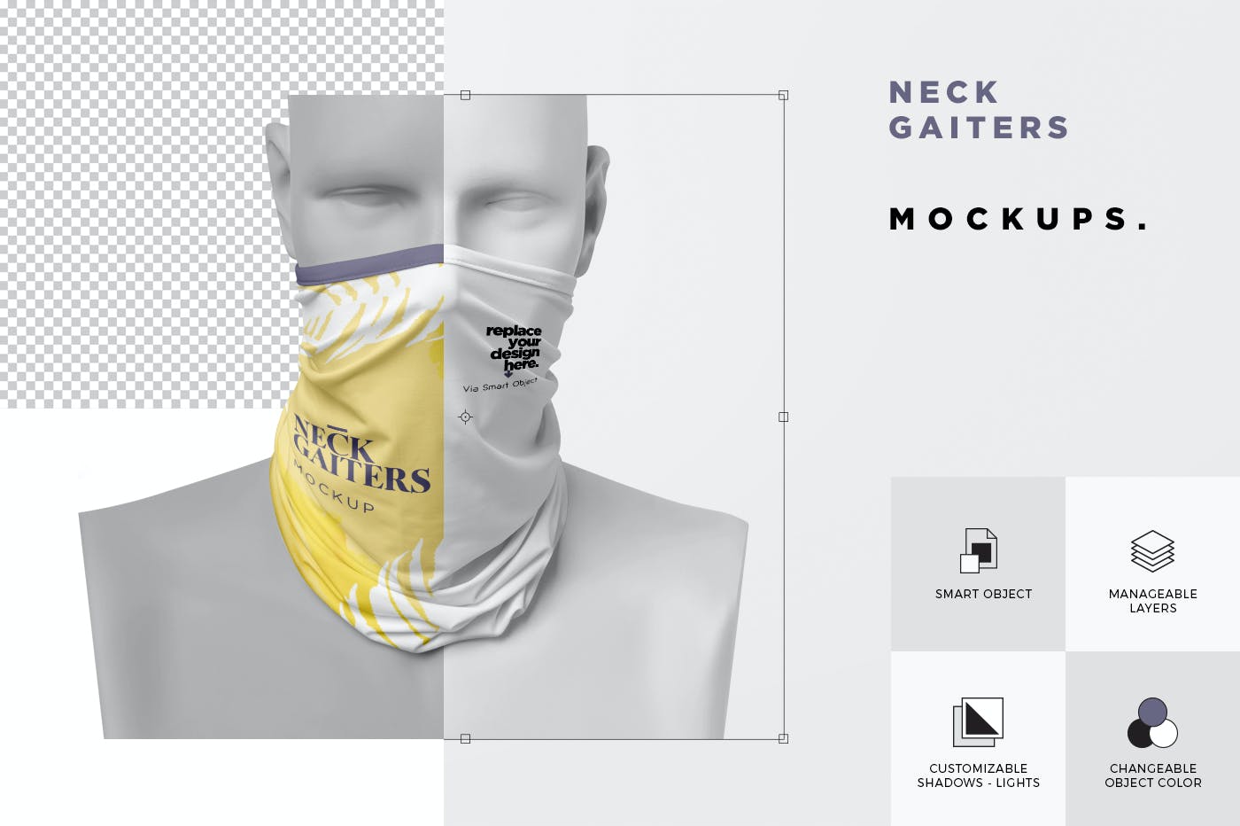 颈部面部防护面罩印花图案设计展示样机 Neck Gaiter Mockups_img_2