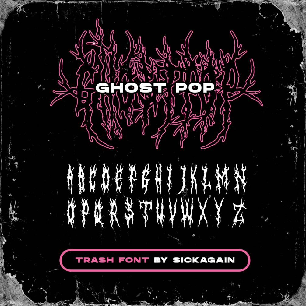 潮流原始酸性锋利嘻哈风标题徽标Logo设计装饰英文字体素材 Ghost POP Trash Font_img_3