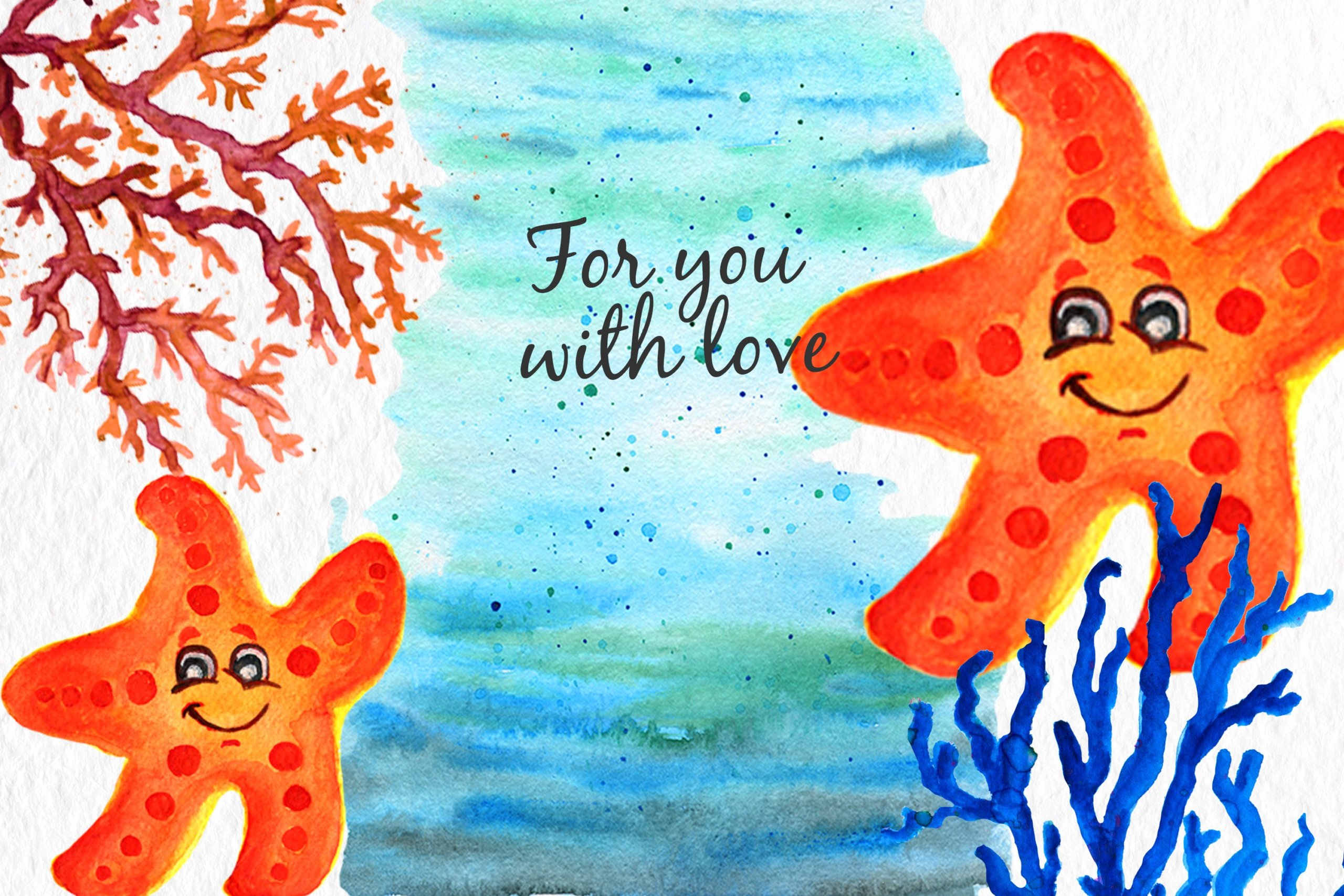 高清海底海星珊瑚手绘剪贴画PNG透明图片素材 Corals Clip Art for Kids Watercolor Sea_img_2