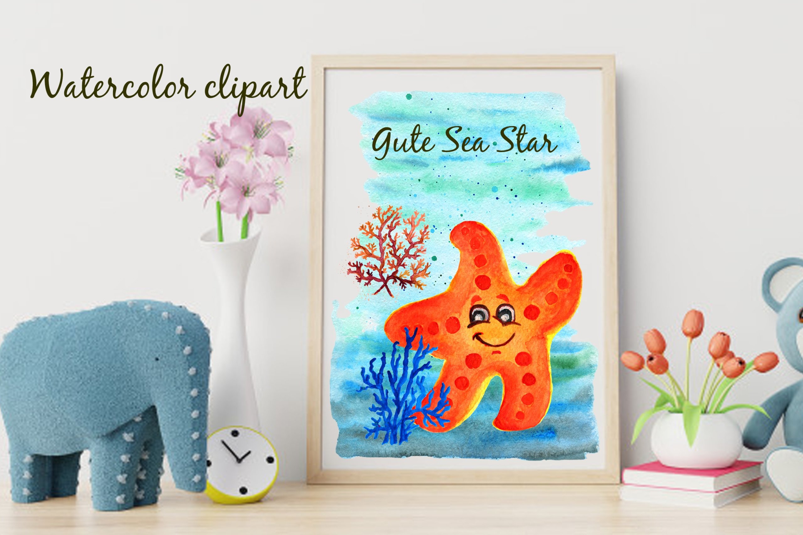 高清海底海星珊瑚手绘剪贴画PNG透明图片素材 Corals Clip Art for Kids Watercolor Sea_img_2