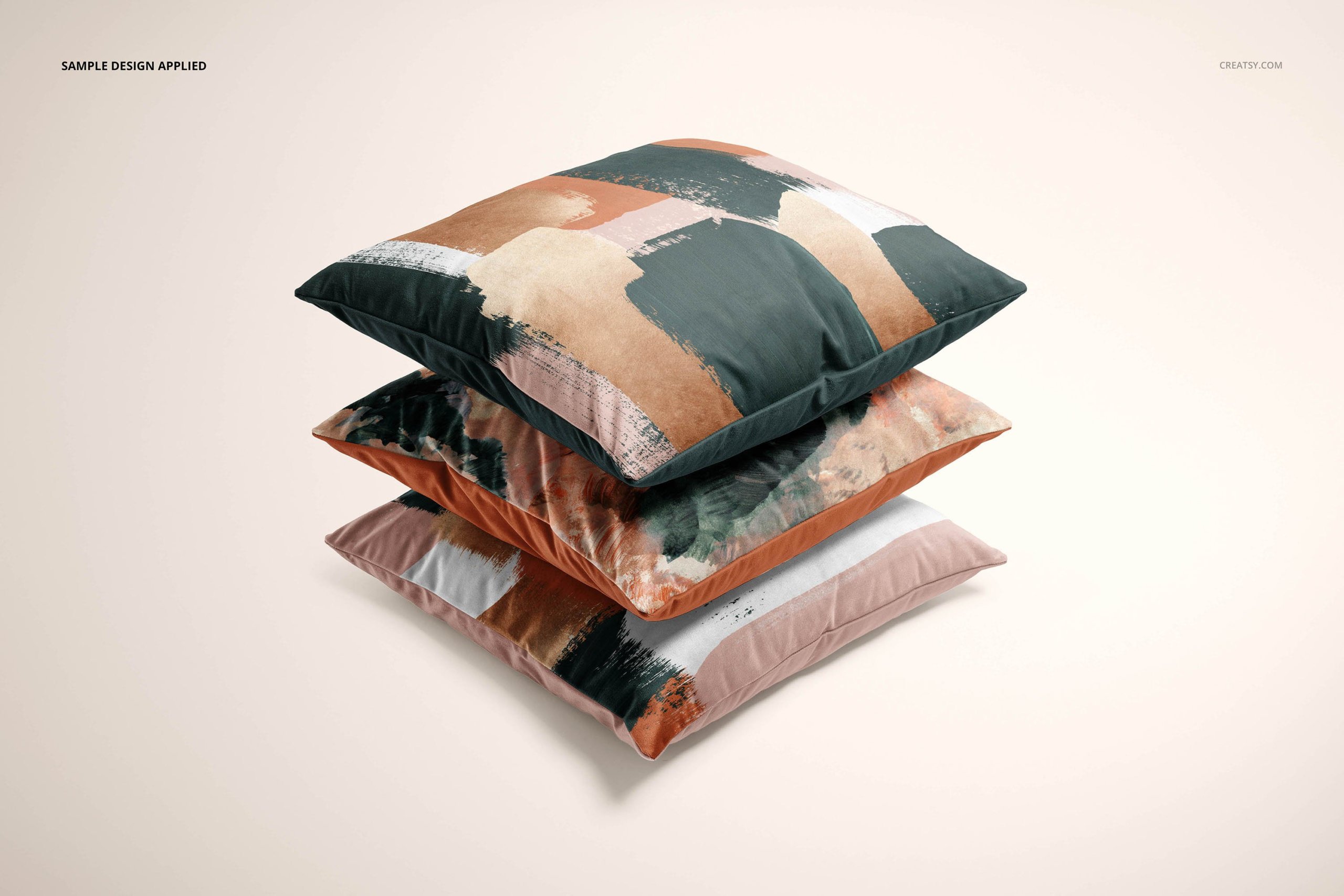 天鹅绒面料坐垫抱枕印花图案设计PS贴图样机合集 Velvet Cushion Cover Mockup Set_img_2