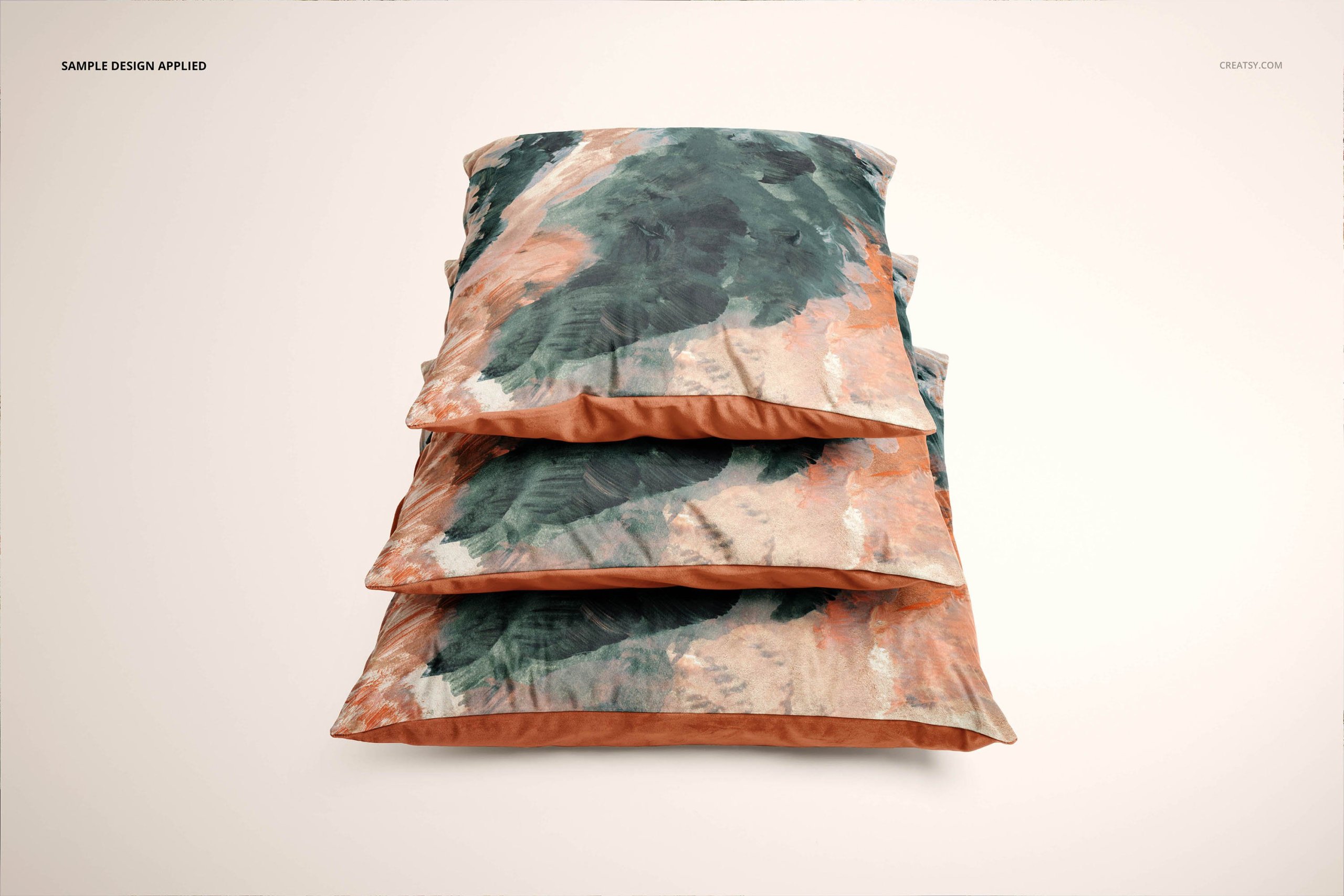 天鹅绒面料坐垫抱枕印花图案设计PS贴图样机合集 Velvet Cushion Cover Mockup Set_img_2