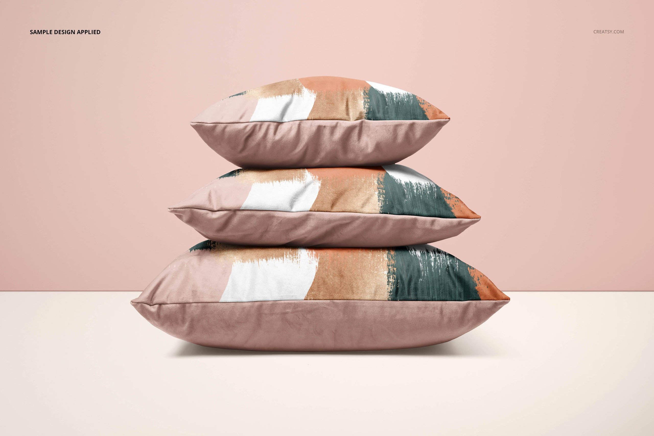 天鹅绒面料坐垫抱枕印花图案设计PS贴图样机合集 Velvet Cushion Cover Mockup Set_img_2