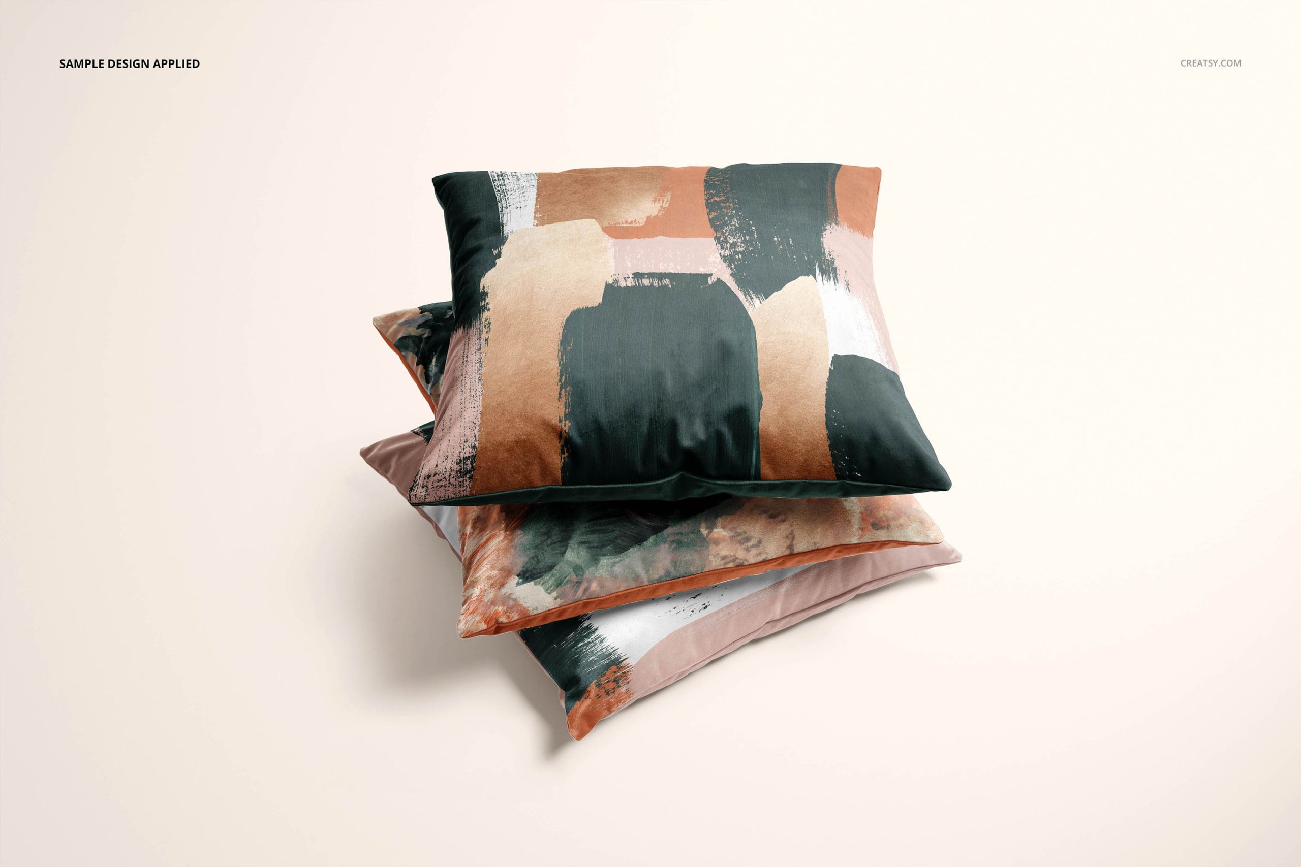 天鹅绒面料坐垫抱枕印花图案设计PS贴图样机合集 Velvet Cushion Cover Mockup Set_img_2