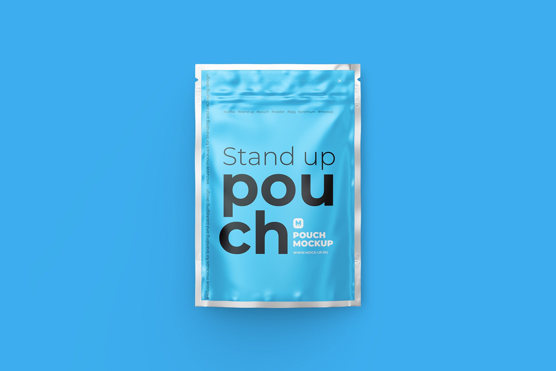 前视图自立式食品拉链自封袋设计展示贴图样机 4x6 Stand-Up Pouch Mockup. Front_img_2