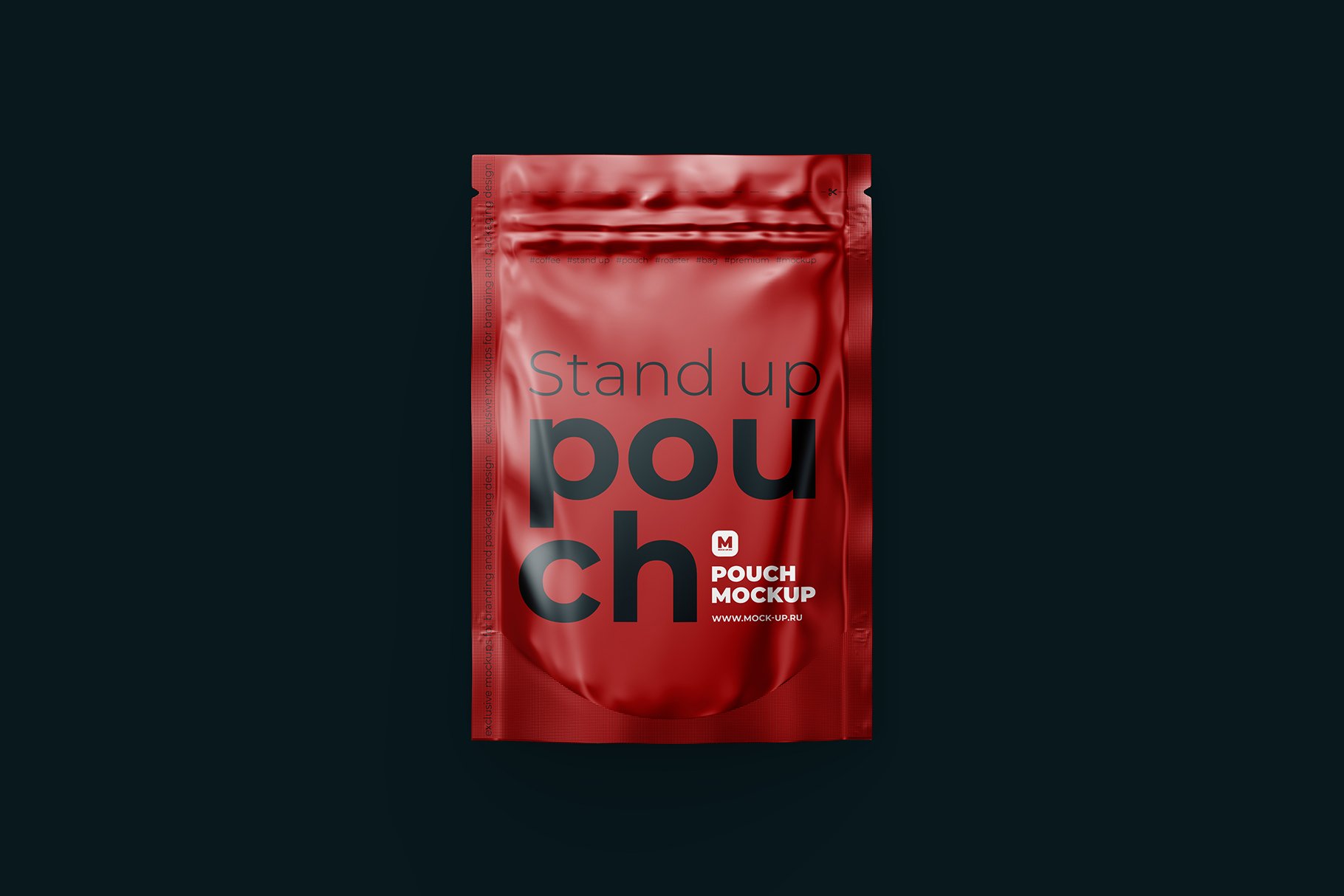 前视图自立式食品拉链自封袋设计展示贴图样机 4x6 Stand-Up Pouch Mockup. Front_img_2