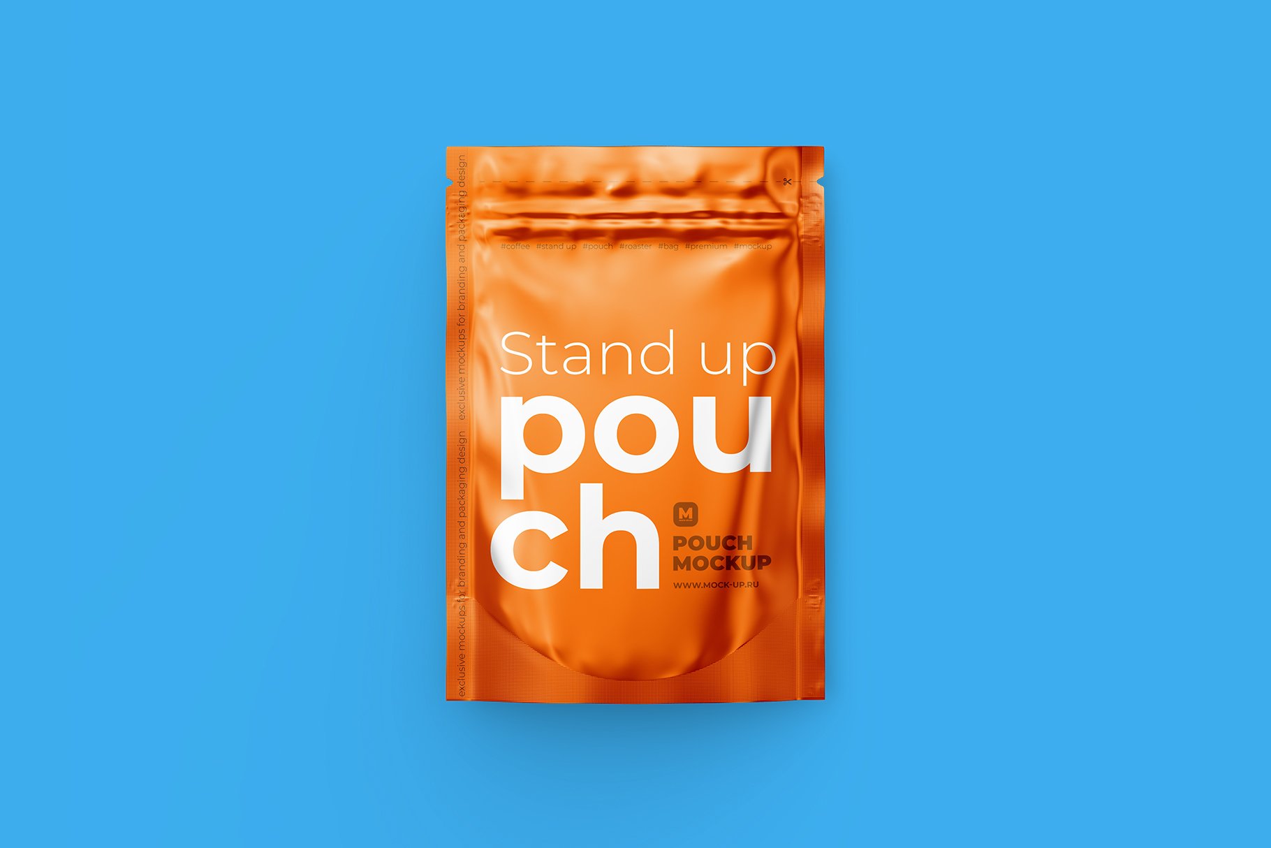 前视图自立式食品拉链自封袋设计展示贴图样机 4x6 Stand-Up Pouch Mockup. Front_img_2