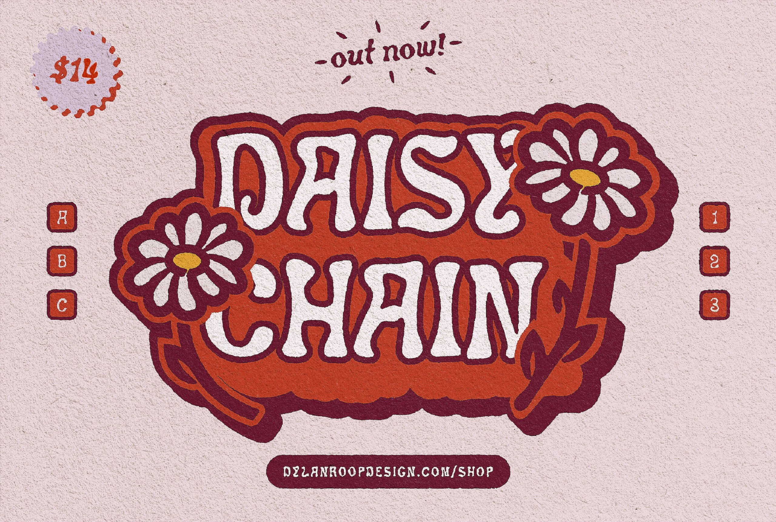 时尚复古卡通标题徽标Logo斜体装饰英文字体素材 DAISY CHAIN - A Funky Display Face_img_2