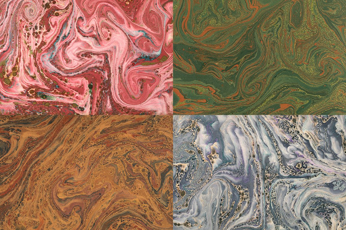 15个抽象高清大理石纸质纹理背景图片设计素材 15 Authentic Marbled Paper Textures_img_2