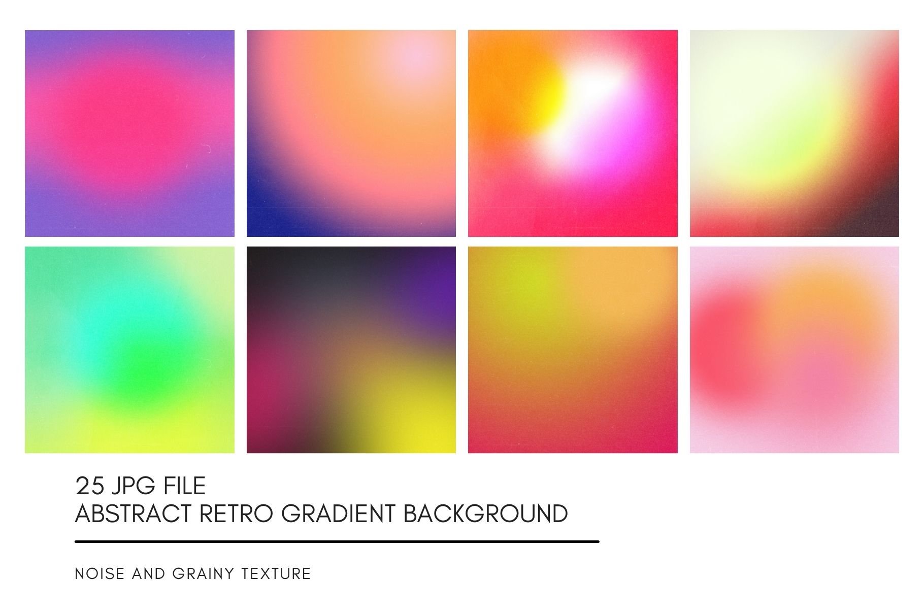 25款炫彩抽象渐变颗粒噪点背景底纹JPG图片设计素材 25 Gradient Retro Background_img_2