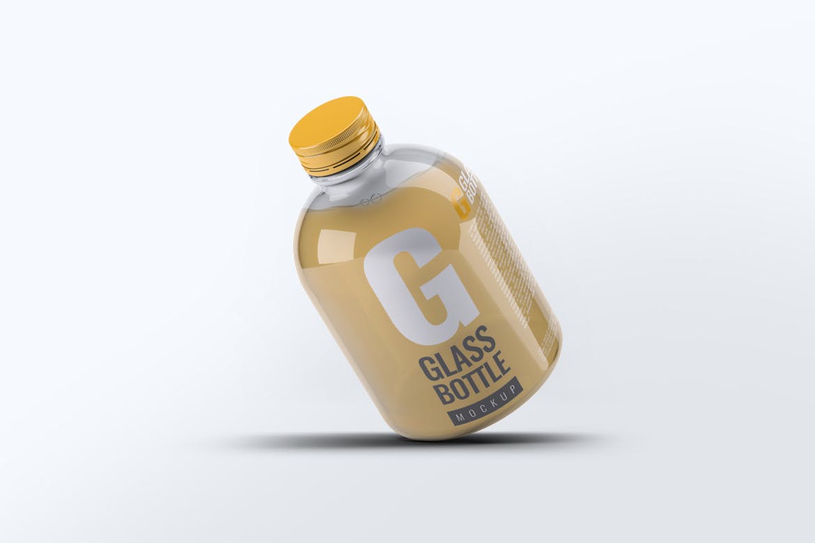 6款逼真饮料玻璃瓶外观设计展示贴图样机 Glass Bottle Mock-Up v.2_img_2