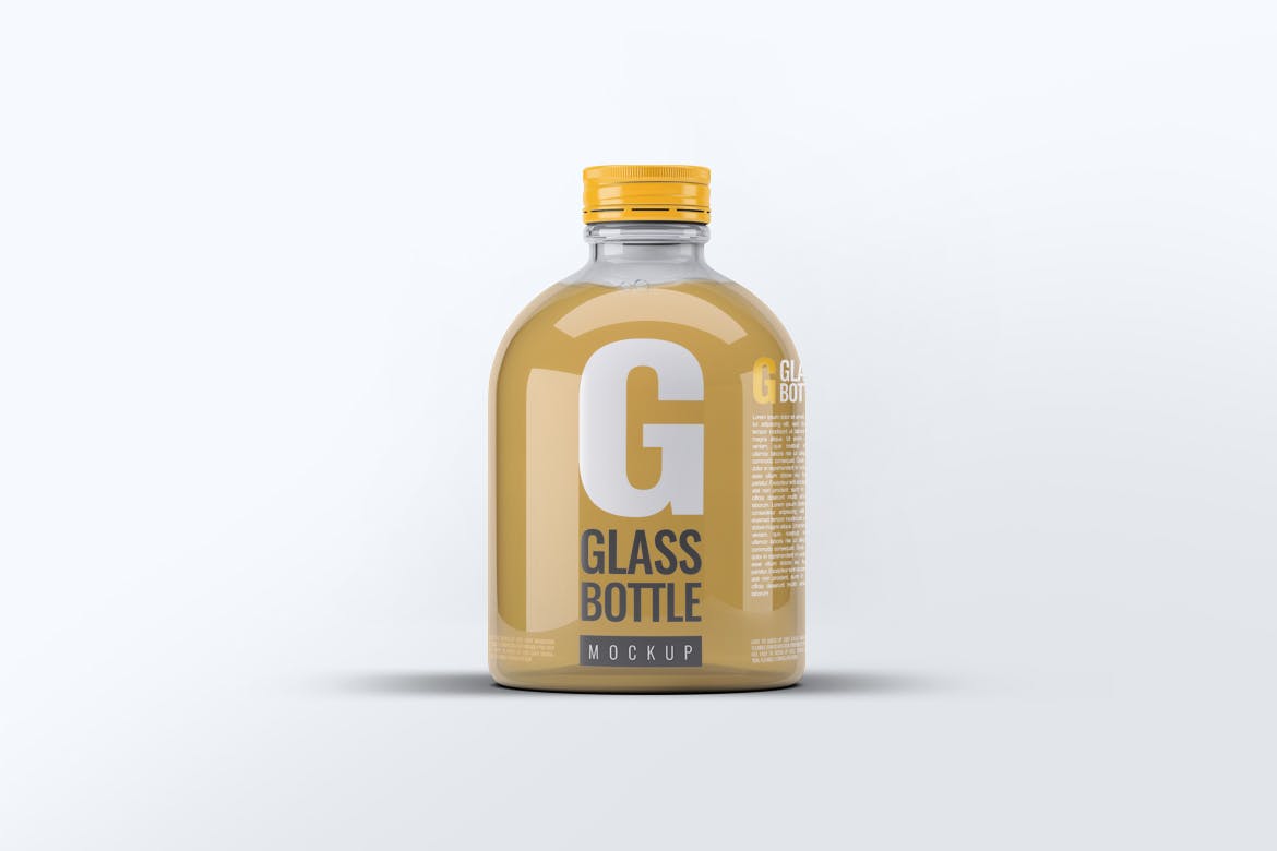 6款逼真饮料玻璃瓶外观设计展示贴图样机 Glass Bottle Mock-Up v.2_img_2