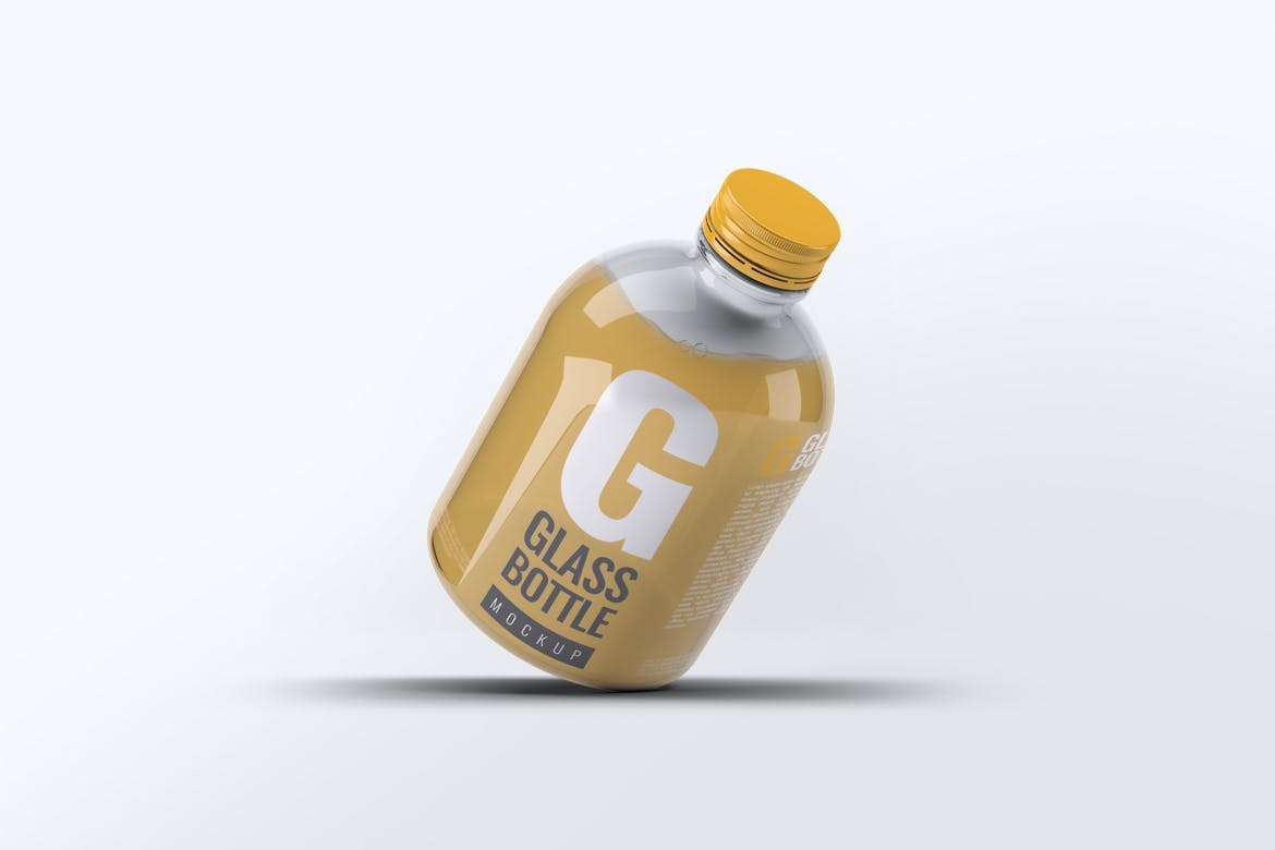 6款逼真饮料玻璃瓶外观设计展示贴图样机 Glass Bottle Mock-Up v.2_img_2