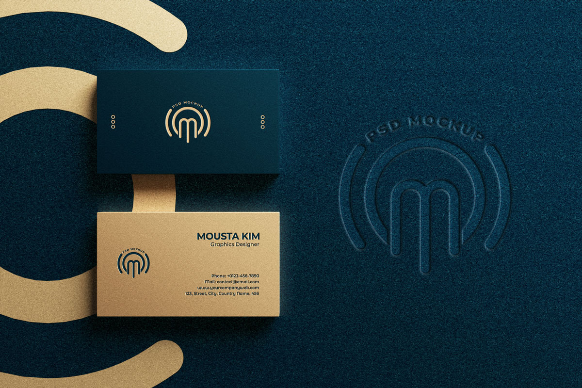 豪华印金效果商务名片卡片设计展示贴图样机 Luxury Business Card Mockup V.1_img_2