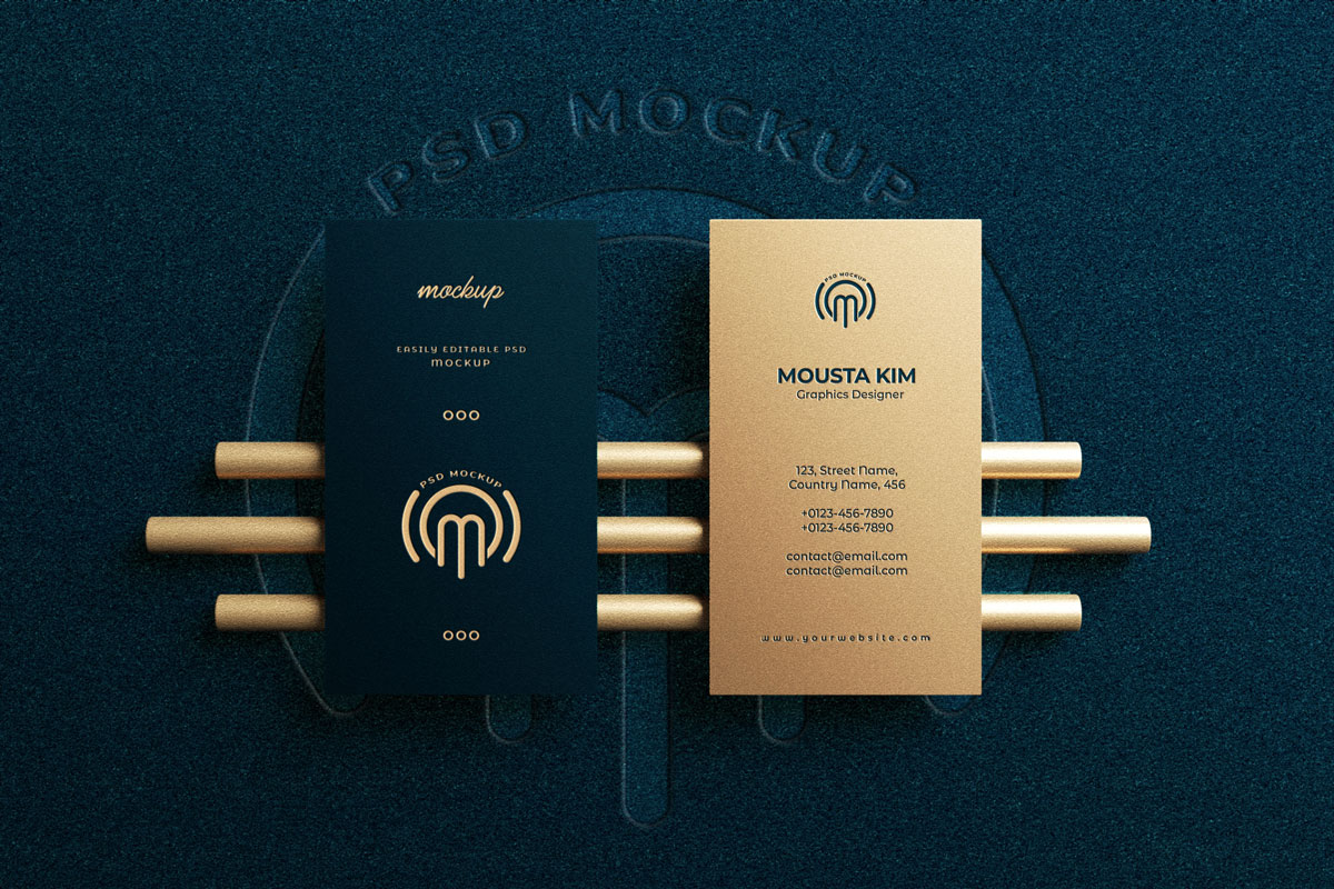 豪华印金效果商务名片卡片设计展示贴图样机 Luxury Business Card Mockup V.1_img_2