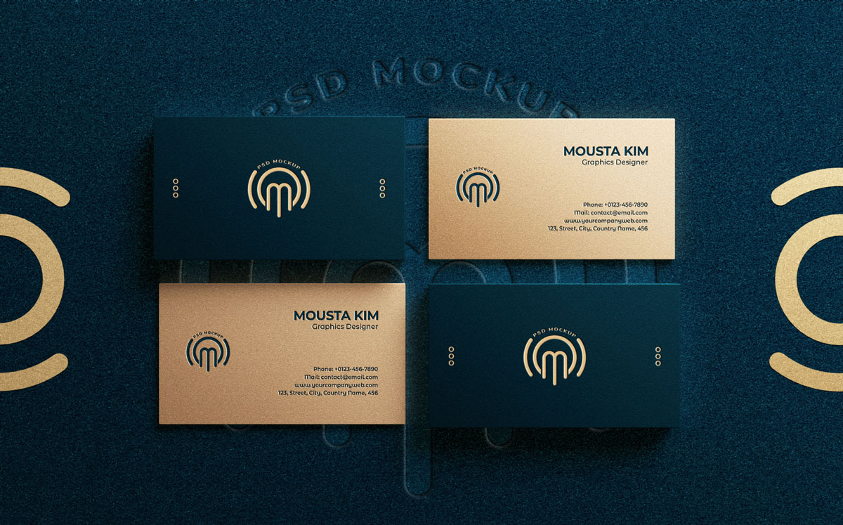 豪华印金效果商务名片卡片设计展示贴图样机 Luxury Business Card Mockup V.1_img_2