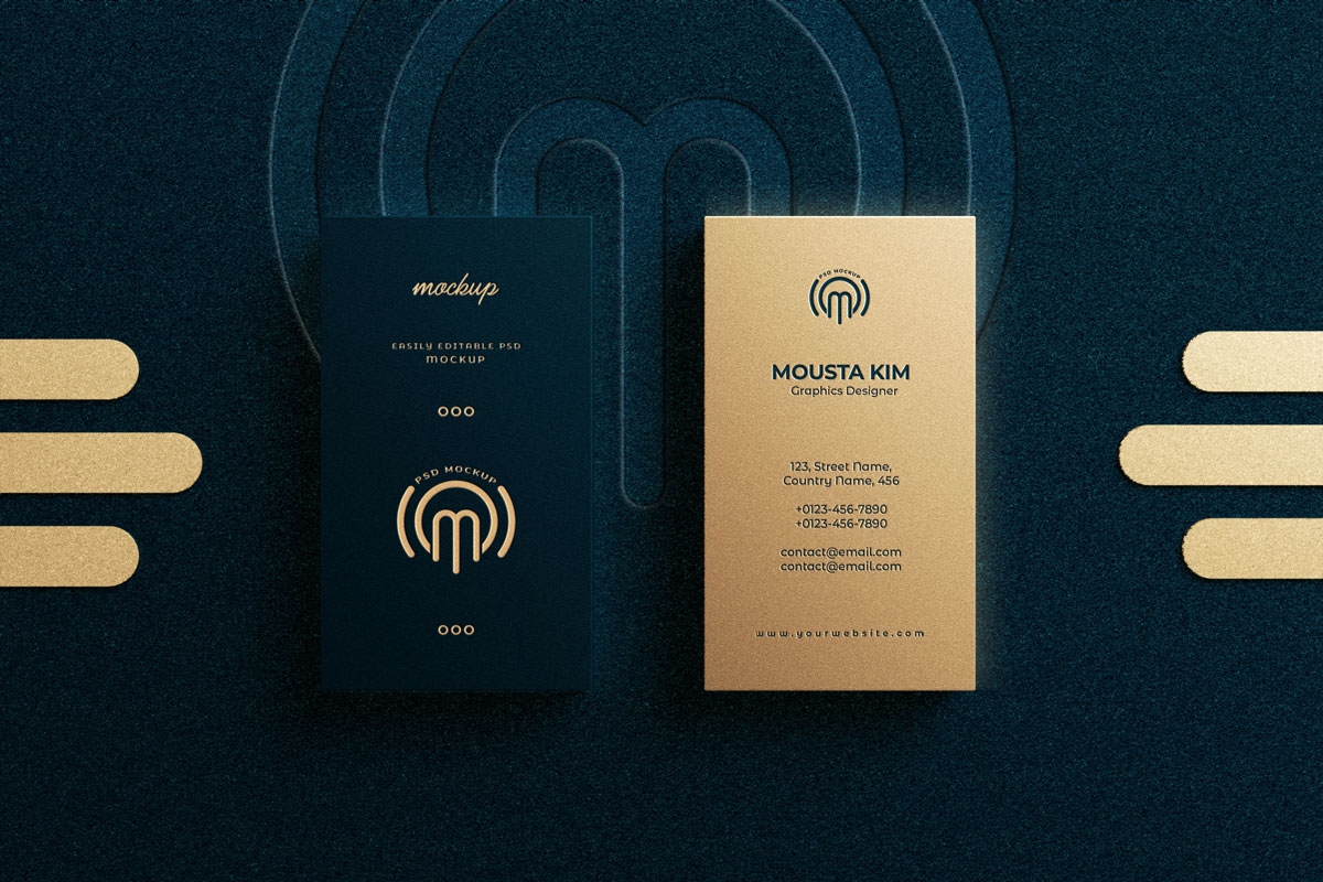 豪华印金效果商务名片卡片设计展示贴图样机 Luxury Business Card Mockup V.1_img_2