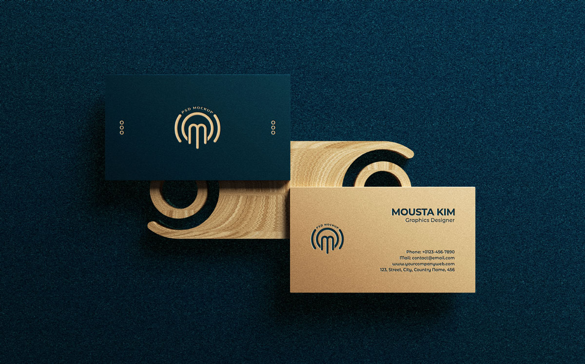 豪华印金效果商务名片卡片设计展示贴图样机 Luxury Business Card Mockup V.1_img_2