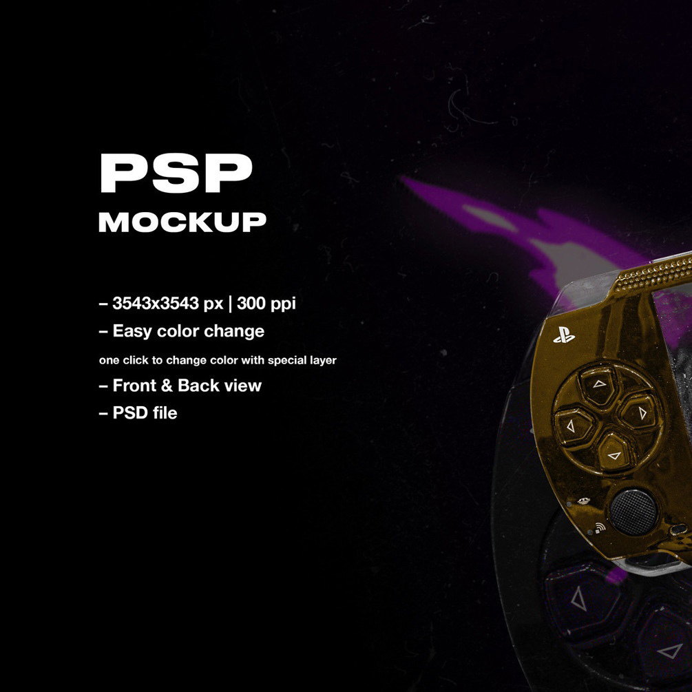 潮流复古PSP手柄游戏机屏幕演示样机PSD模板素材 VSSSART - PSP Mockup_img_2