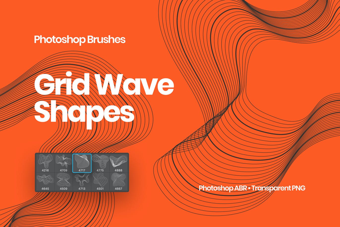 未来科技数字线性波浪漩涡形式PS笔刷套装 Grid Wave Shapes Photoshop Brushes_img_2