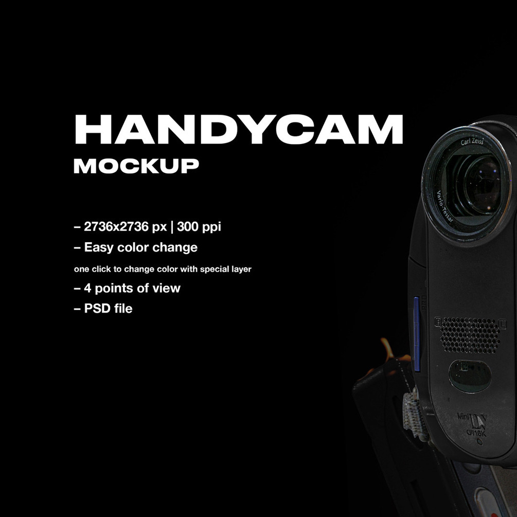 潮流复古DV数码摄影摄像机外观设计展示PS贴图样机模板 VSSSART - Handycam Mockup_img_2