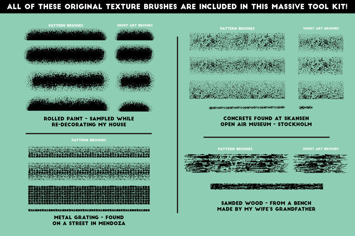 粗糙点状颗粒纹理绘画笔触AI矢量笔刷素材 The Ultimate Texture Brush Library_img_2