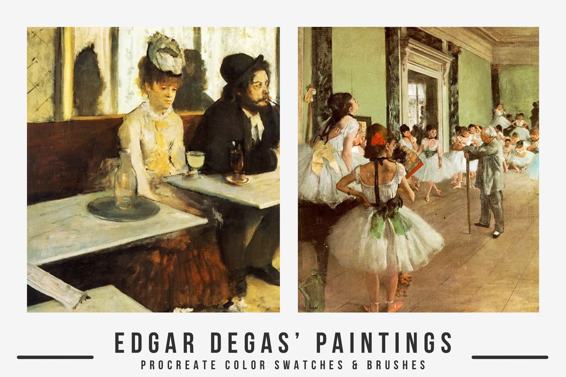 复古丙烯酸艺术绘画效果Procreate笔刷色板设计素材 Edgar Degas Art Procreate Brushes_img_2