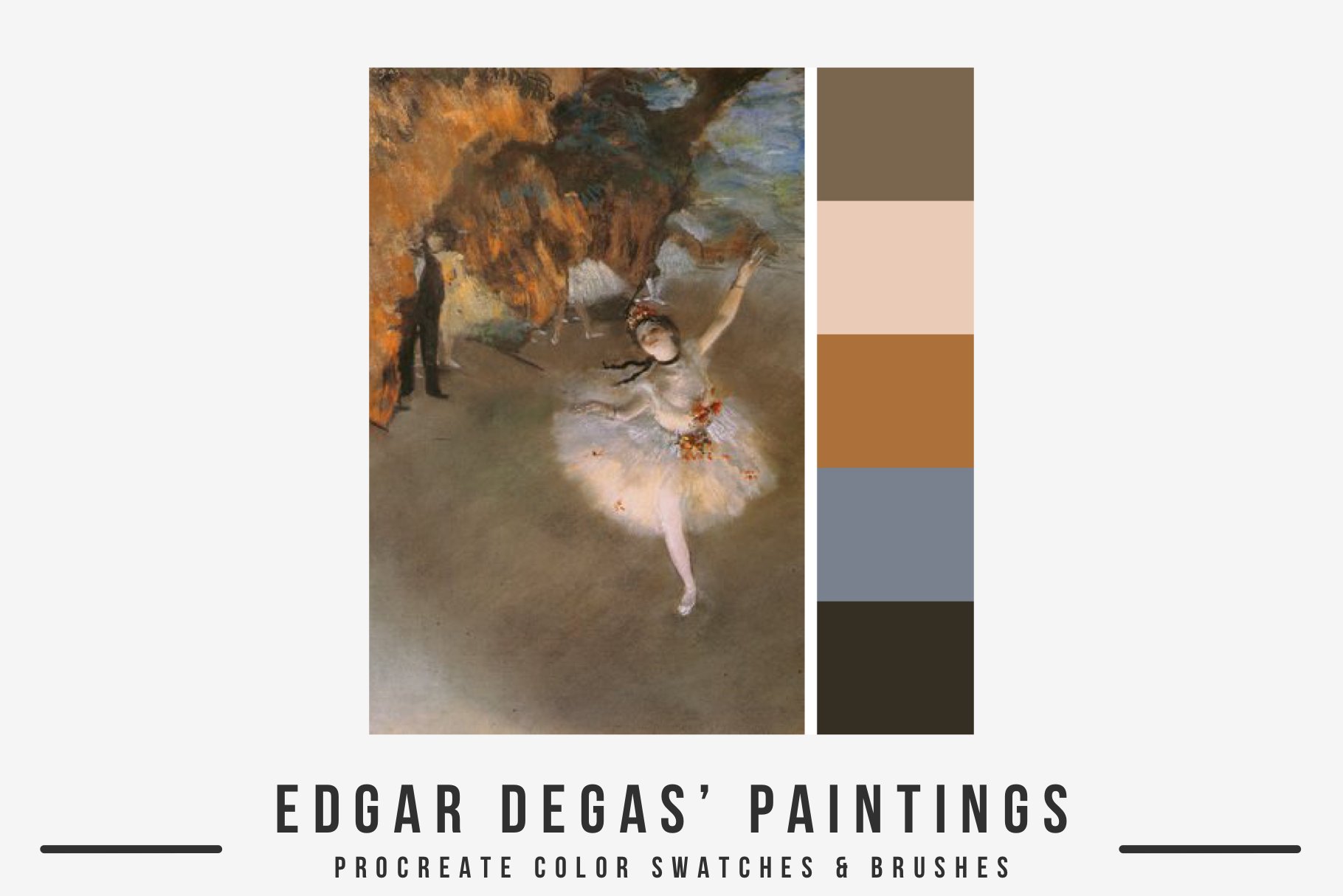 复古丙烯酸艺术绘画效果Procreate笔刷色板设计素材 Edgar Degas Art Procreate Brushes_img_2