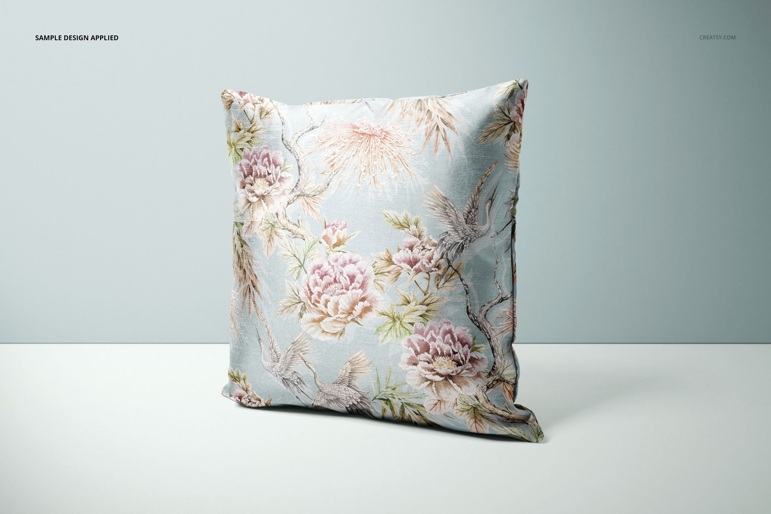 方形丝绸枕头抱枕印花图案设计PS贴图样机模板合集 Polyester Cushion Cover Mockup Set_img_2