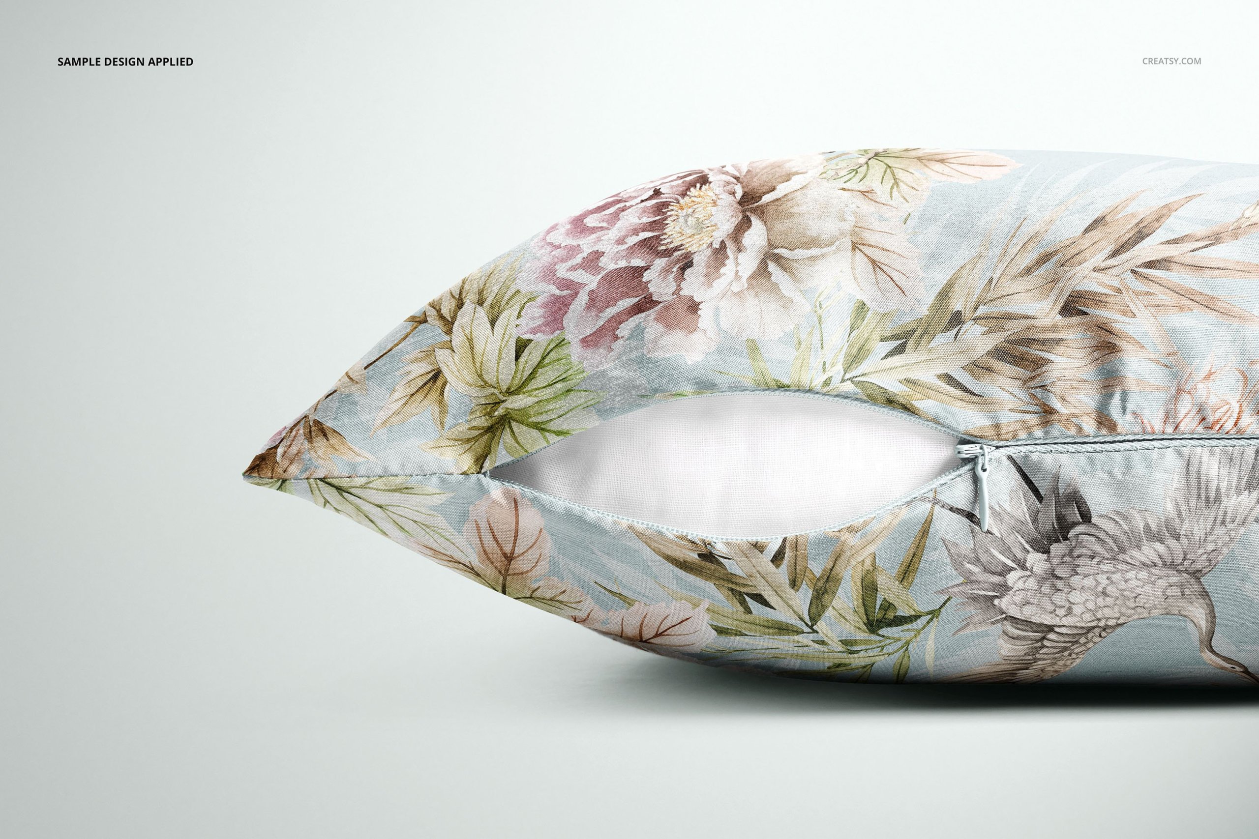 方形丝绸枕头抱枕印花图案设计PS贴图样机模板合集 Polyester Cushion Cover Mockup Set_img_2