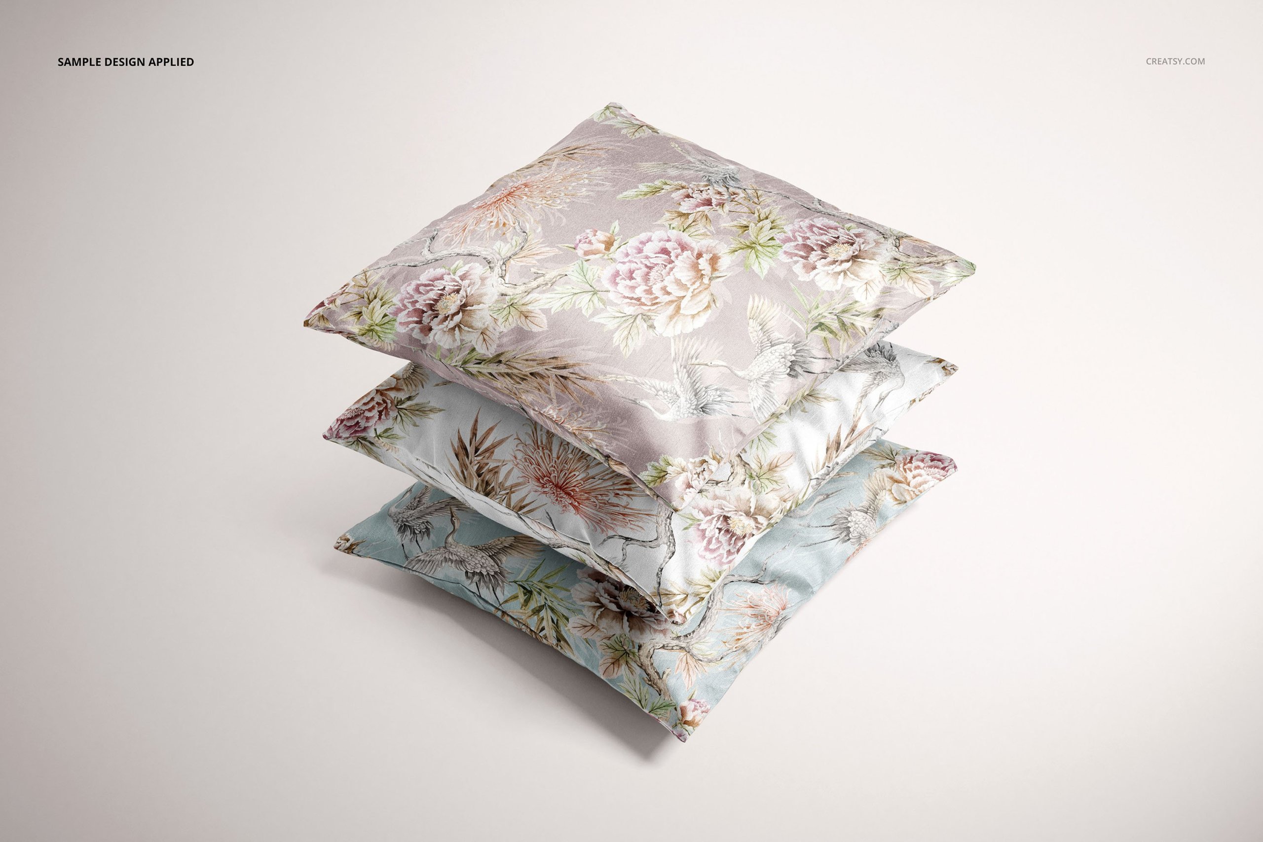 方形丝绸枕头抱枕印花图案设计PS贴图样机模板合集 Polyester Cushion Cover Mockup Set_img_2