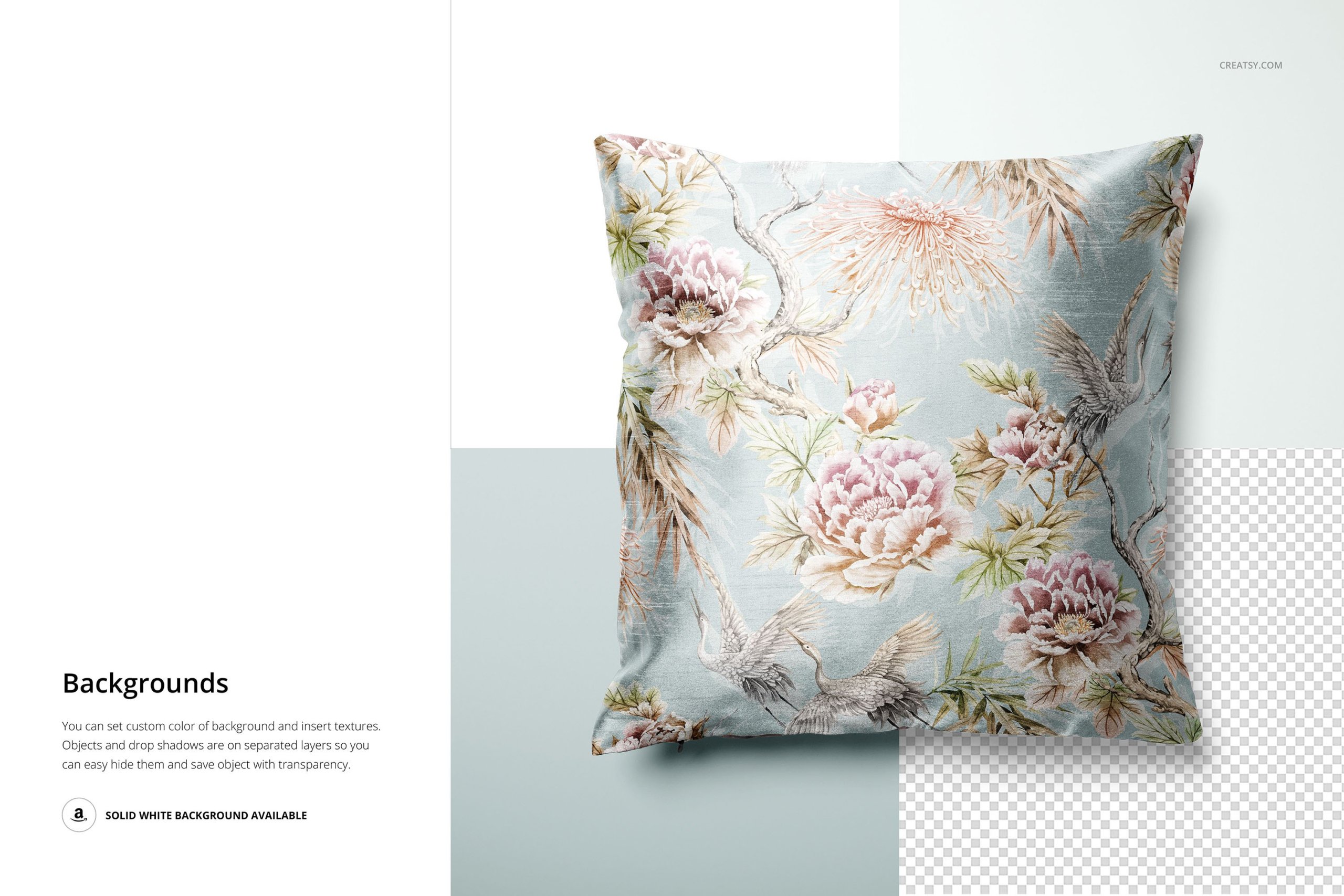 方形丝绸枕头抱枕印花图案设计PS贴图样机模板合集 Polyester Cushion Cover Mockup Set_img_2