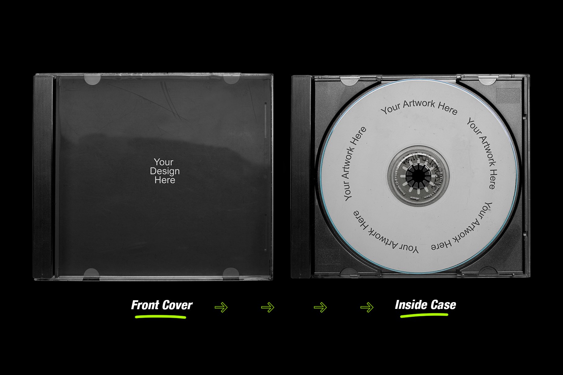 潮流复古做旧光盘CD塑料盒封面设计展示PS贴图样机模板素材 Distressed CD Jewel Case Mockup_img_2