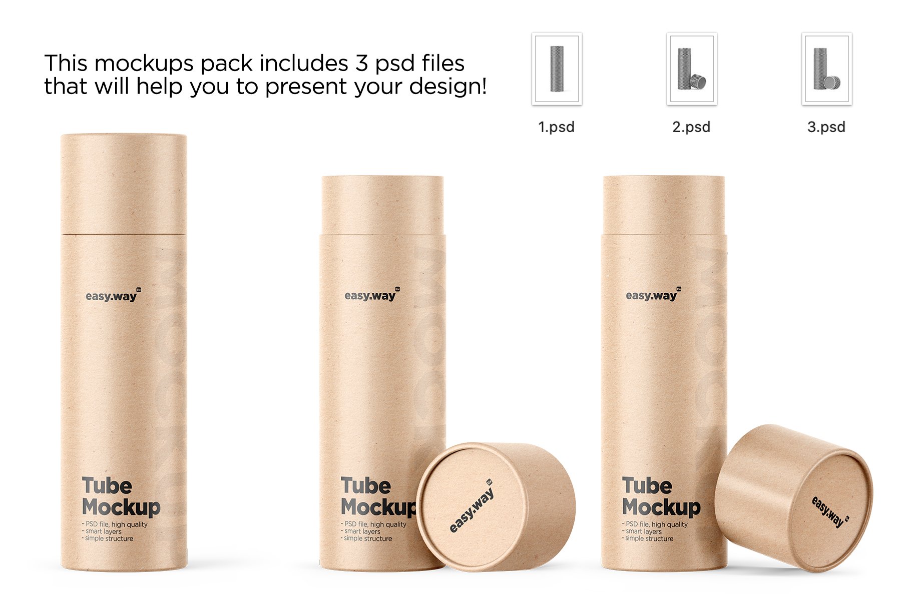 信件产品包装纸管外观设计展示贴图样机合集 Tubes PSD Mockups Pack_img_2