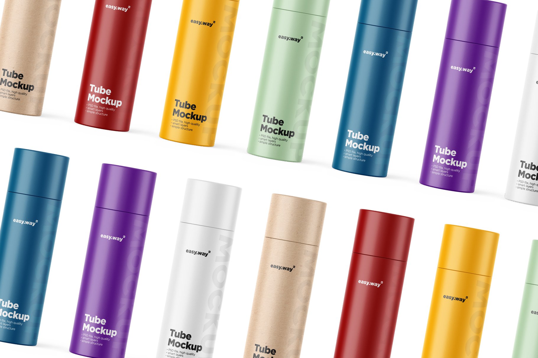 信件产品包装纸管外观设计展示贴图样机合集 Tubes PSD Mockups Pack_img_2