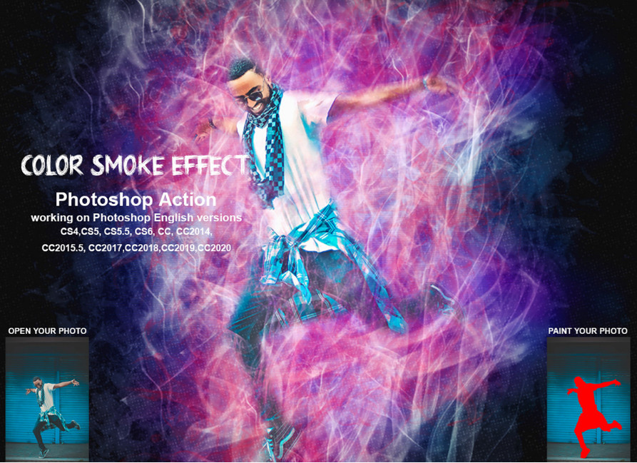 彩色烟雾效果照片处理特效PS动作模板 Color Smoke Effect Photoshop Action_img_2