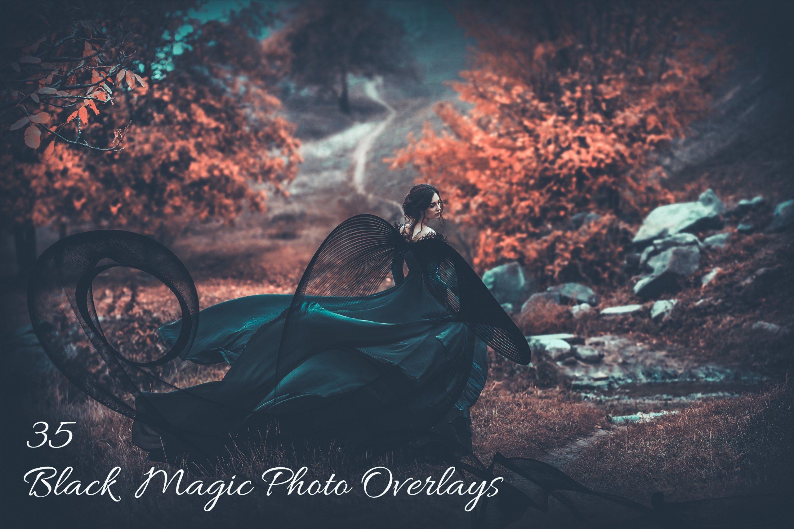 35款黑魔法线条照片叠加图片设计素材 35 Black Magic Photo Overlays_img_2