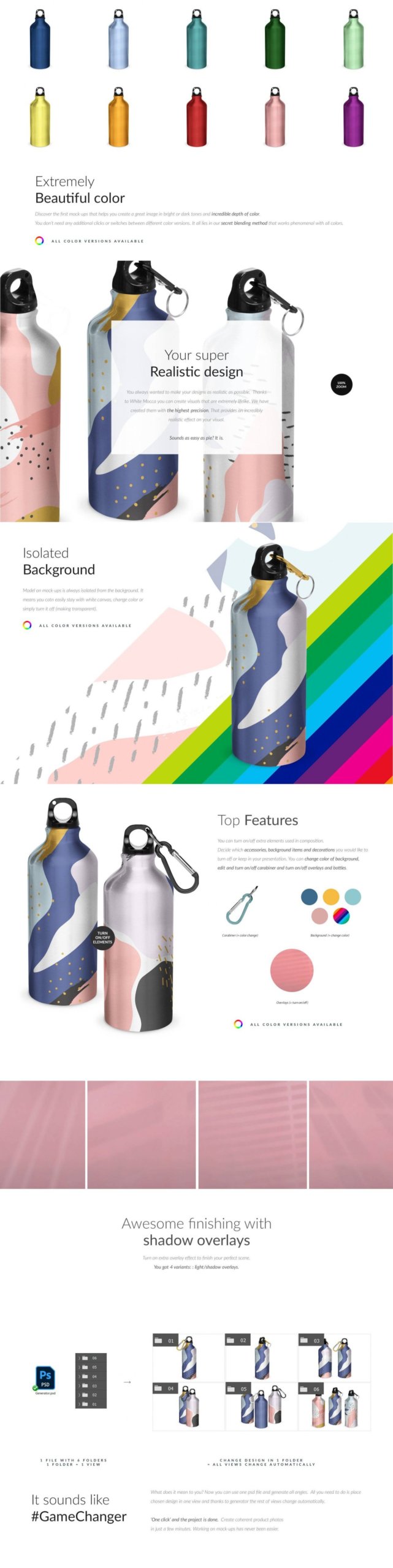 不锈钢保温水杯外观设计展示贴图样机 Aluminium Water Bottle II Mock-ups_img_2