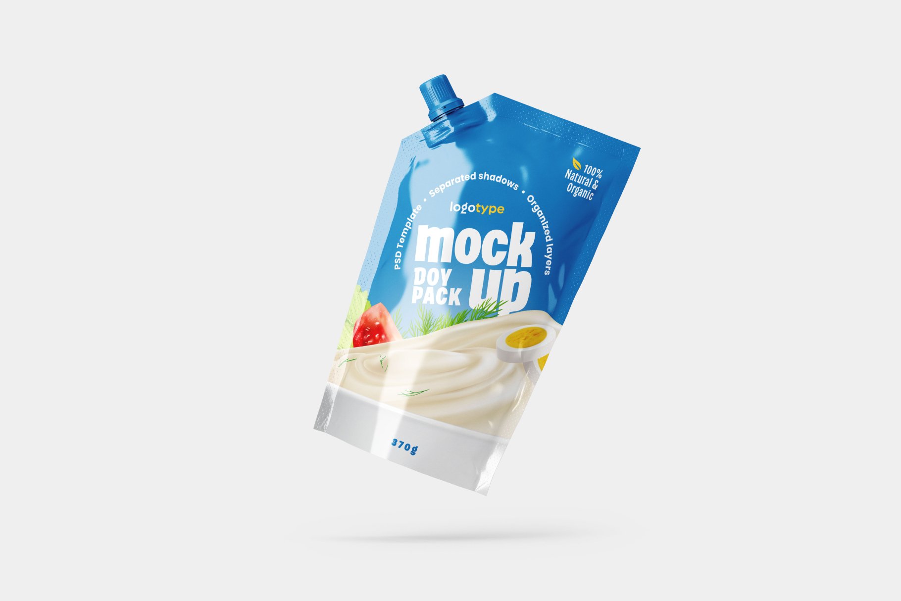 8款酸奶调味酱料塑料包装袋设计展示贴图样机合集 Doypack Packaging Pouch Mockup Set_img_2