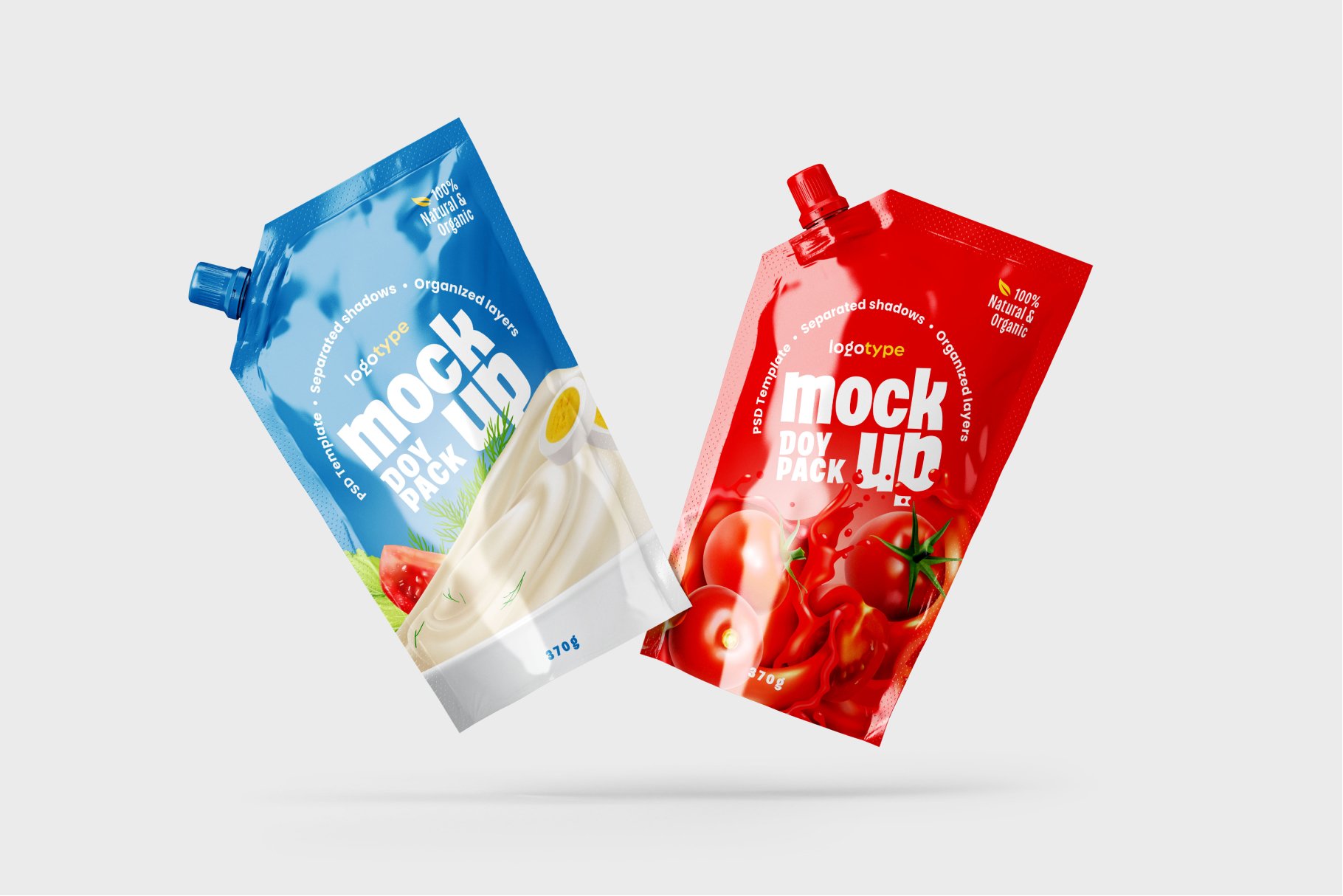 8款酸奶调味酱料塑料包装袋设计展示贴图样机合集 Doypack Packaging Pouch Mockup Set_img_2