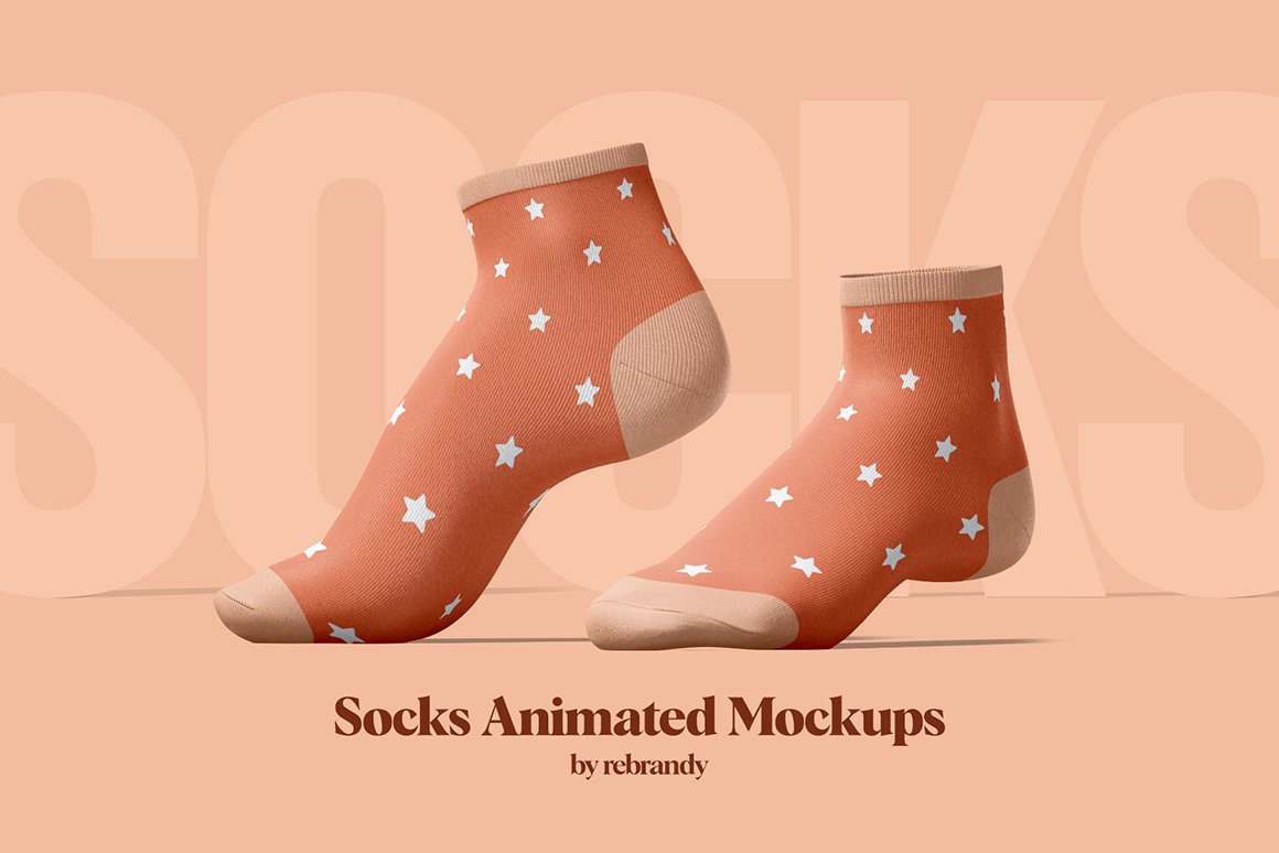 袜子印花图案设计动态演示样机模板 Socks Animated Mockups_img_2