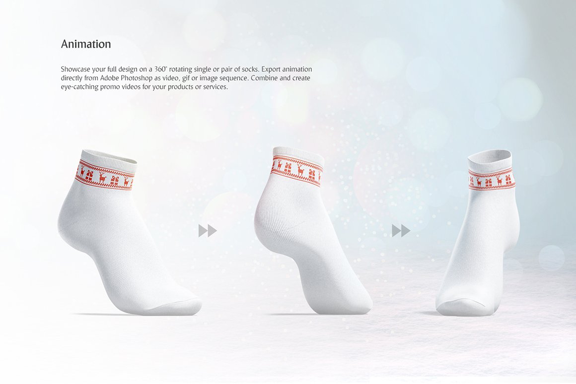 袜子印花图案设计动态演示样机模板 Socks Animated Mockups_img_2