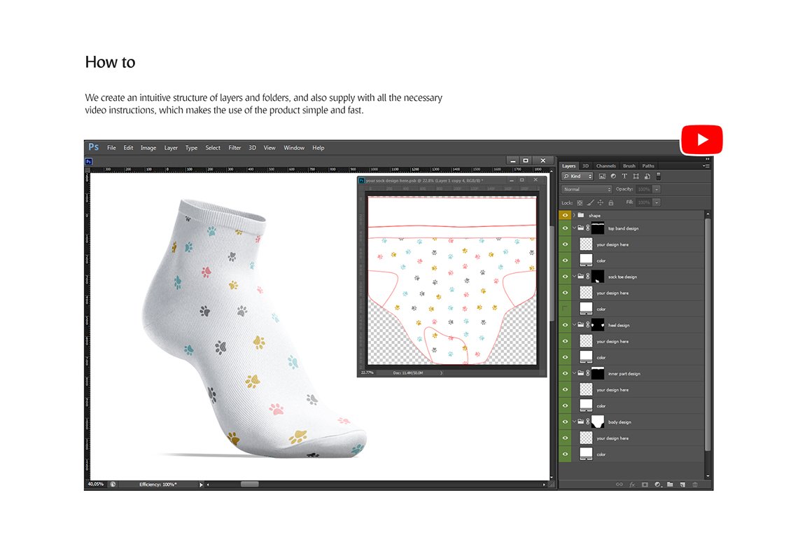 袜子印花图案设计动态演示样机模板 Socks Animated Mockups_img_2