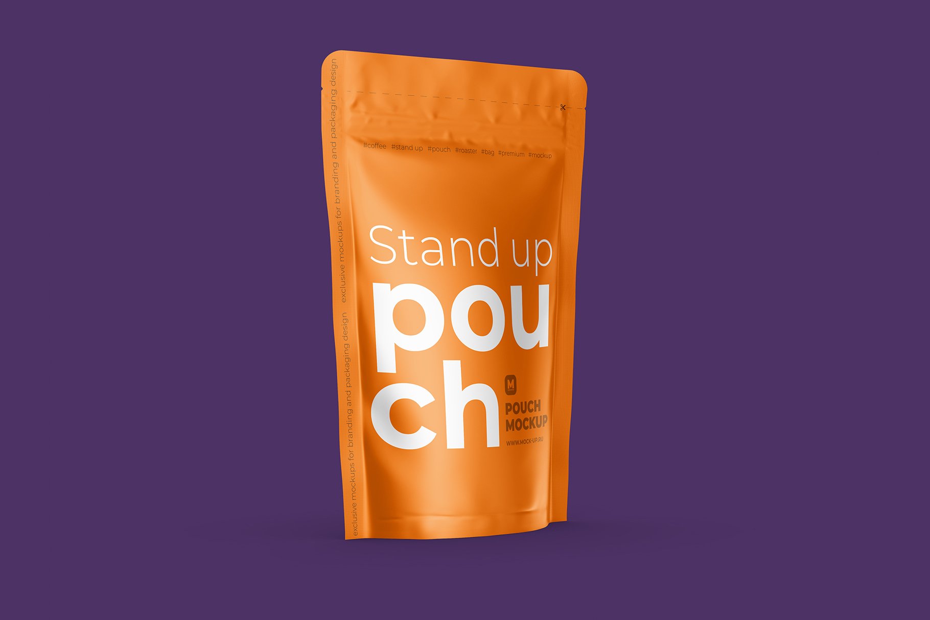 自立食品零食拉链自封塑料袋设计展示贴图样机 Stand Up Pouch Mockup Half Side View_img_2