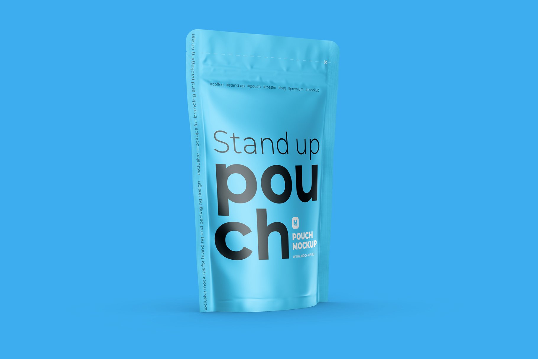 自立食品零食拉链自封塑料袋设计展示贴图样机 Stand Up Pouch Mockup Half Side View_img_2