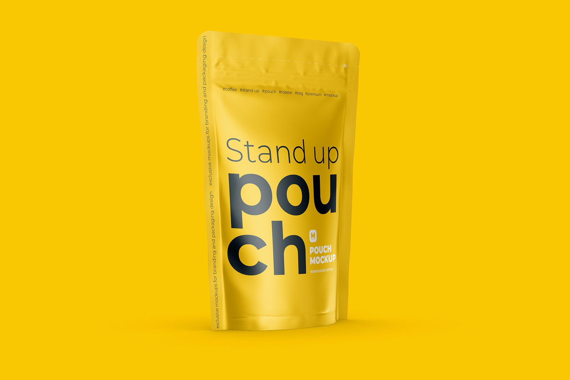 自立食品零食拉链自封塑料袋设计展示贴图样机 Stand Up Pouch Mockup Half Side View_img_2