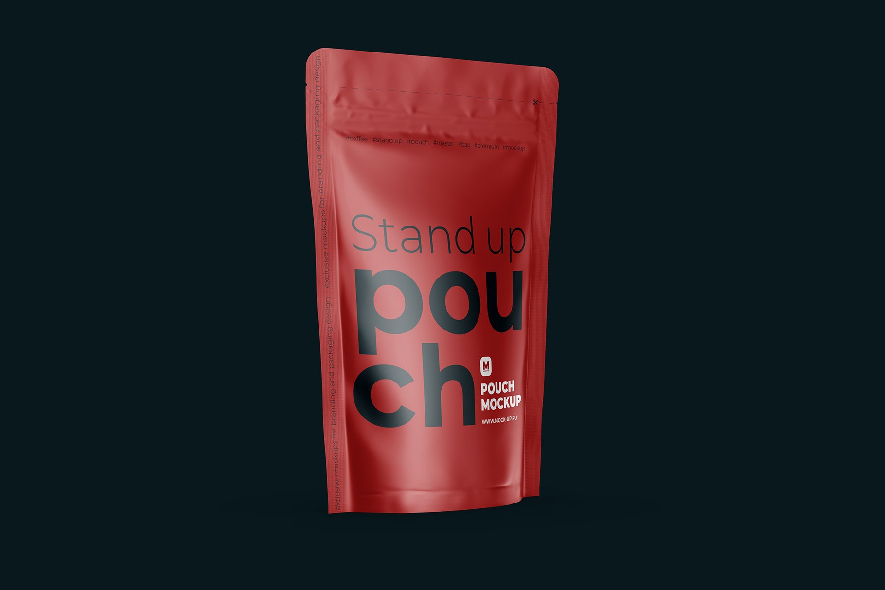 自立食品零食拉链自封塑料袋设计展示贴图样机 Stand Up Pouch Mockup Half Side View_img_2