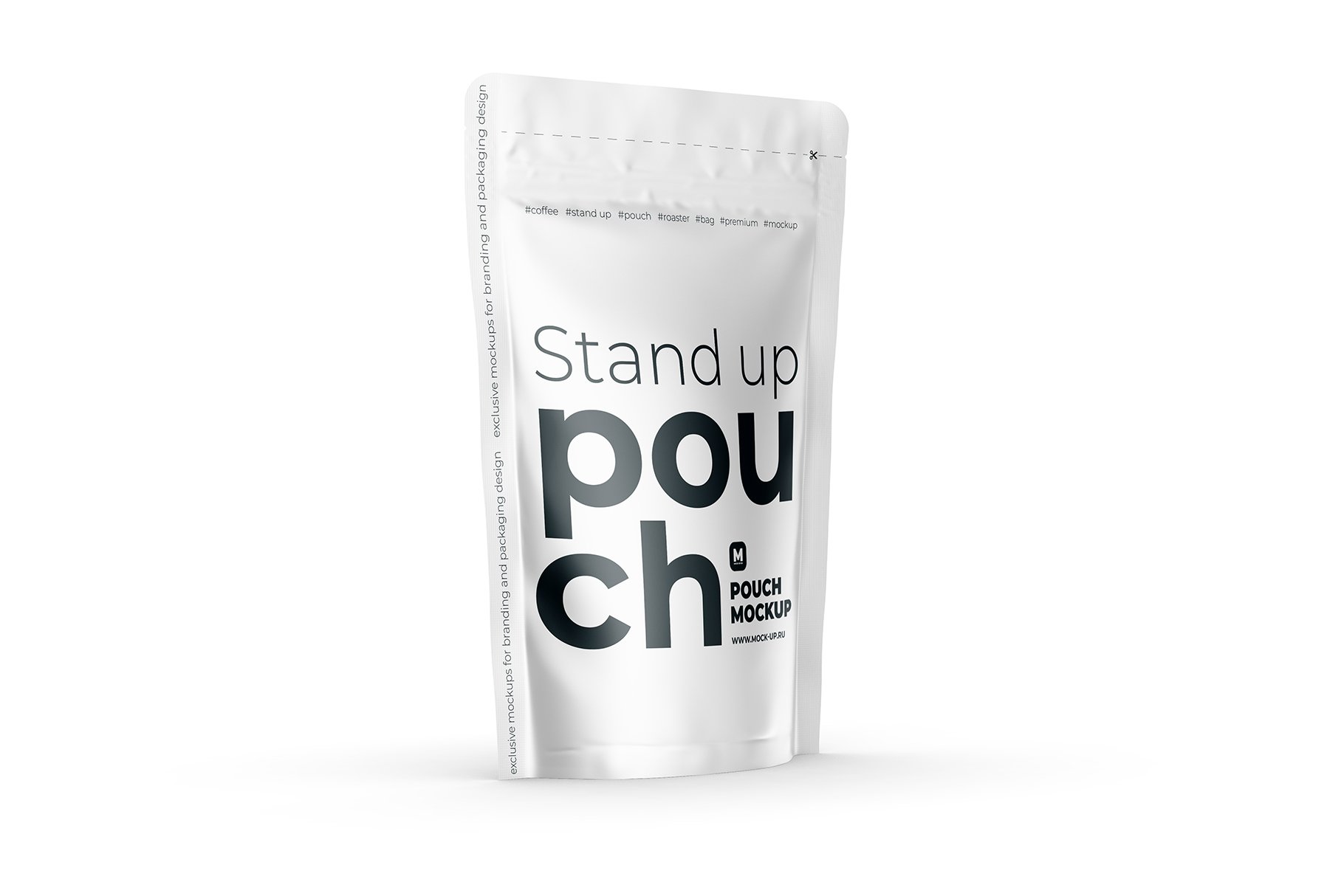 自立食品零食拉链自封塑料袋设计展示贴图样机 Stand Up Pouch Mockup Half Side View_img_2